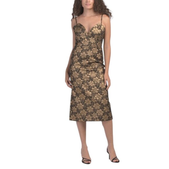 UNGARO Aven Metallic Jacquard Dress